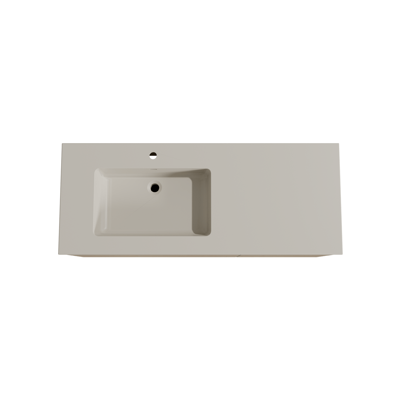 Storke Edge zwevend badkamermeubel 130 x 52 cm ruwe eik met Diva asymmetrisch linkse wastafel in top solid zijdegrijs