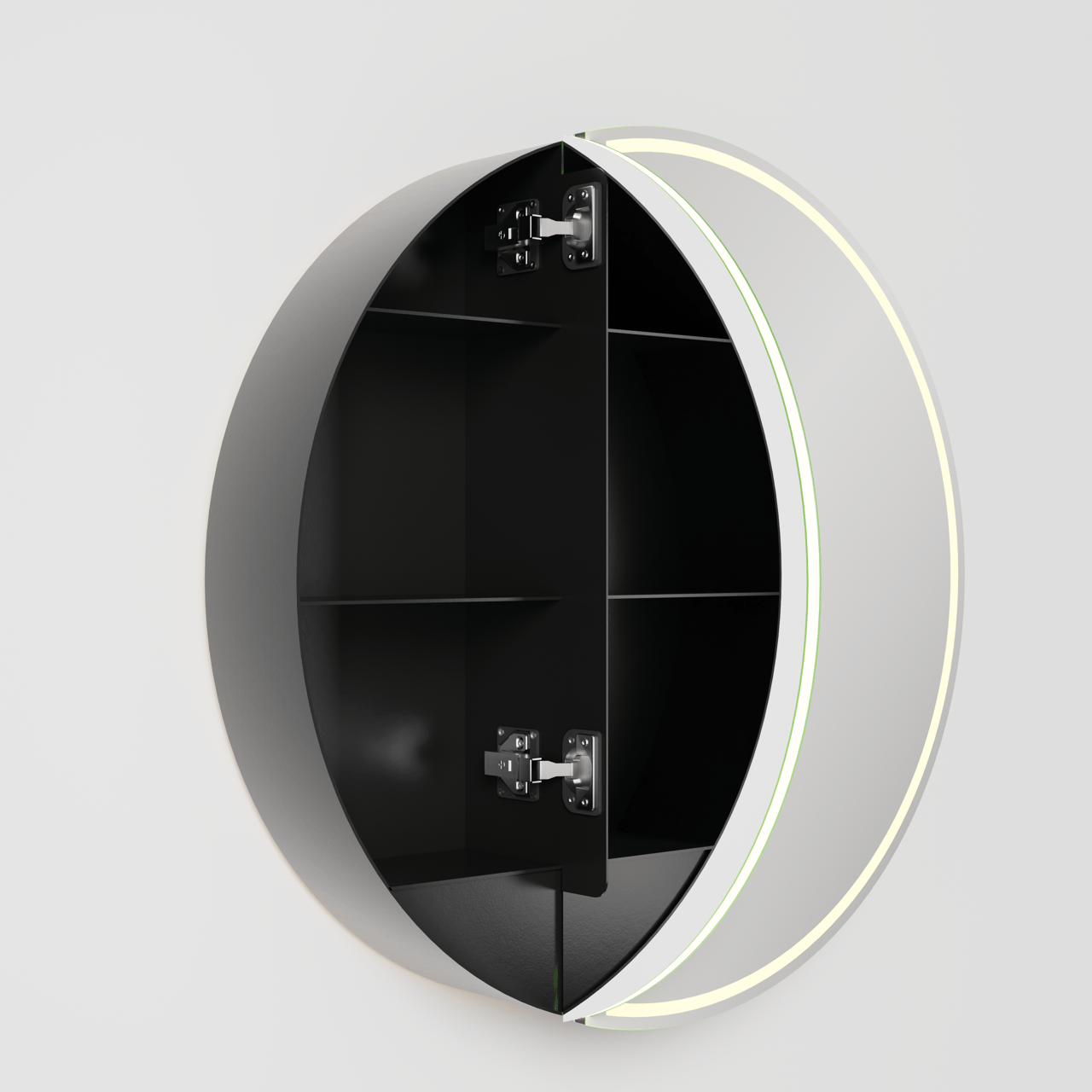 Balmani Mara spiegelkast Rond Ø 70 Mat Zwart met spiegelverlichting en anti-damp