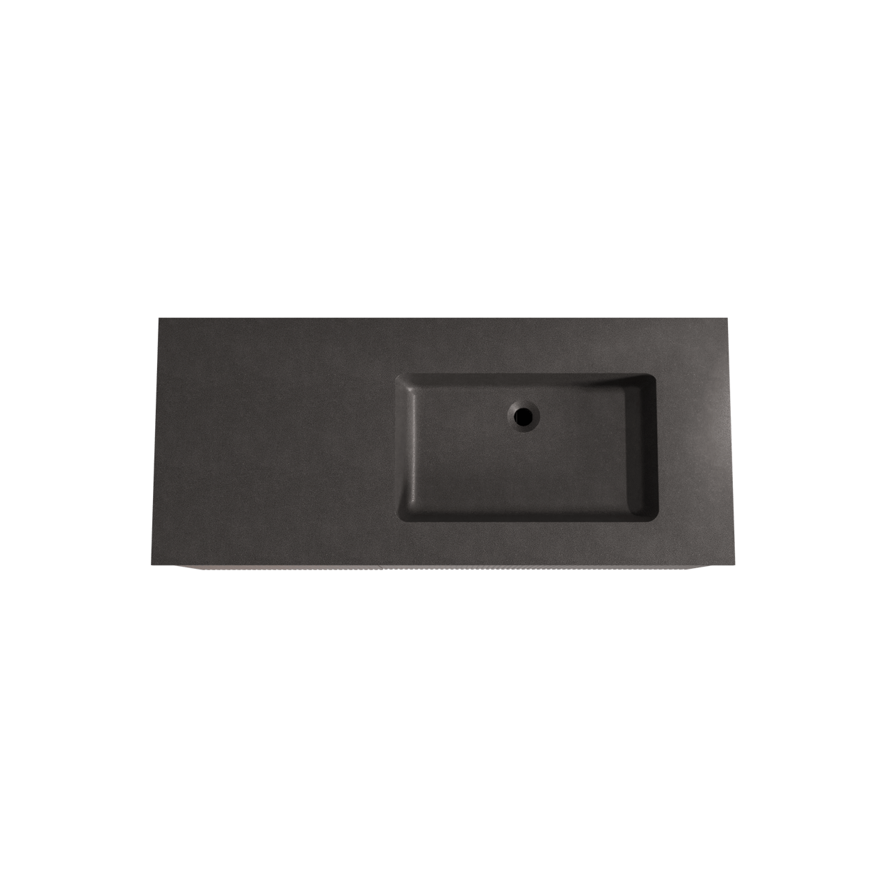 Storke Ribs zwevend badmeubel 120 x 52 cm notenhout met Scuro asymmetrisch rechtse wastafel in kwarts mat zwart, Verticale symmetrische rechte ribbel