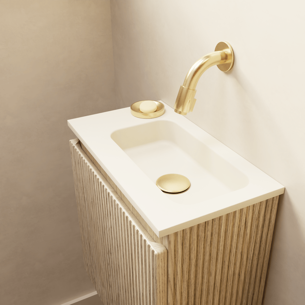 Storke Ribs zwevend toiletmeubelkast 40 x 22 cm ruwe eik