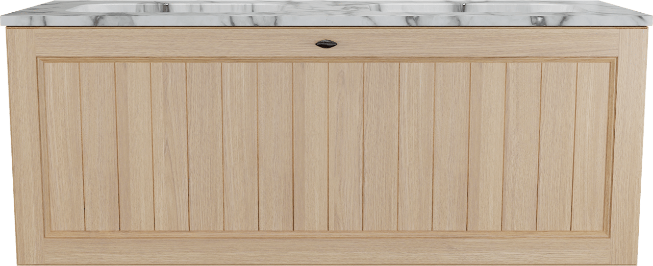 Balmani Lemon meuble salle de bains suspendu 135 x 55 cm, placage chêne naturel avec Tablo Arcato double vasque en carrara