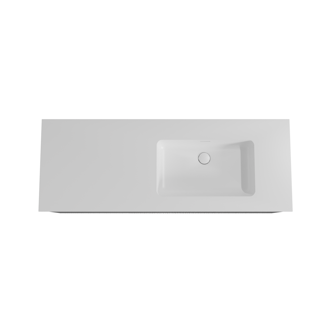 Storke Ribs zwevend badmeubel 140 x 52 cm zwart eiken met Mata asymmetrisch rechtse wastafel in solid surface mat wit, Verticale asymmetrische rechte ribbel