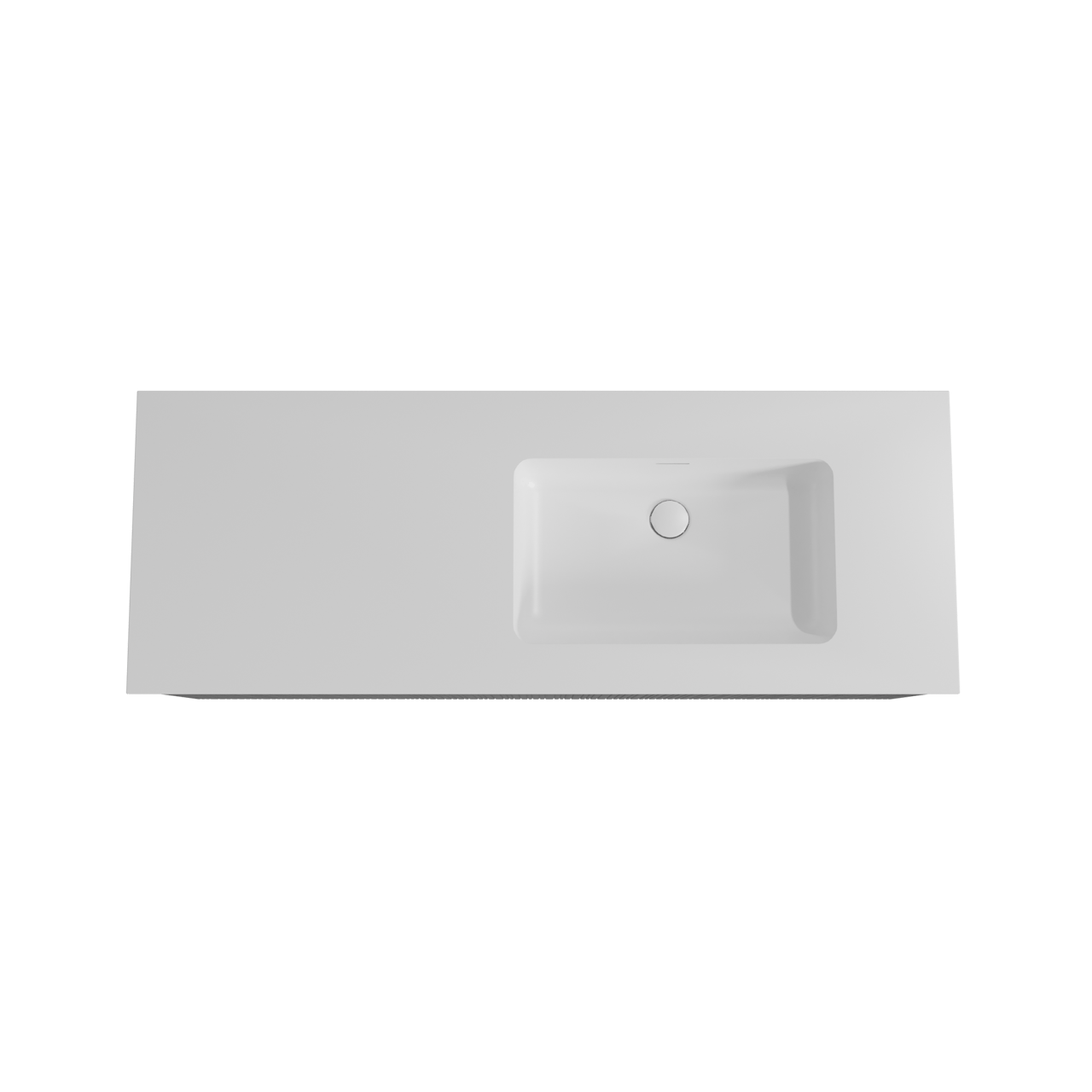 Storke Ribs zwevend badmeubel 140 x 52 cm zwart eiken met Mata asymmetrisch rechtse wastafel in solid surface mat wit, Verticale asymmetrische rechte ribbel