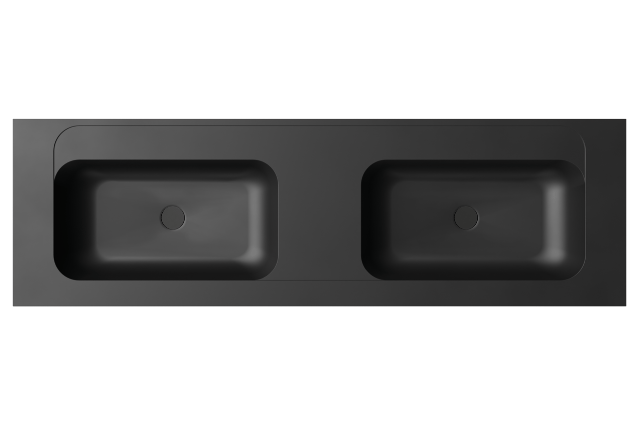 Balmani Tablo Strada double vasque top solid noire matte 180 x 55 cm
