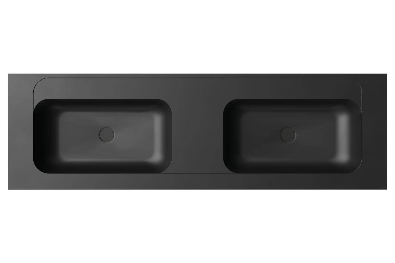 Balmani Tablo Strada double vasque top solid noire matte 180 x 55 cm