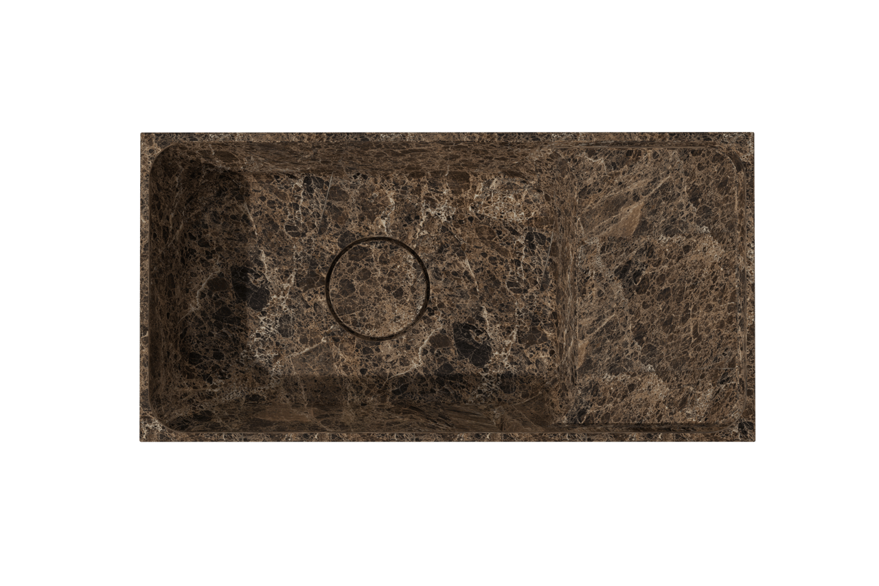 Balmani Forma zwevend toiletmeubel 42 x 21 cm amerikaanse notelaar met Dama wastafel in Dark Emperador marmer