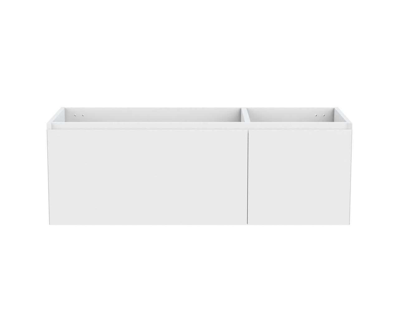 Balmani Idra hängender Waschbeckenunterschrank: 135 x 55 cm, asymmetrisch links, Weiß Matt, 4 Schubladen