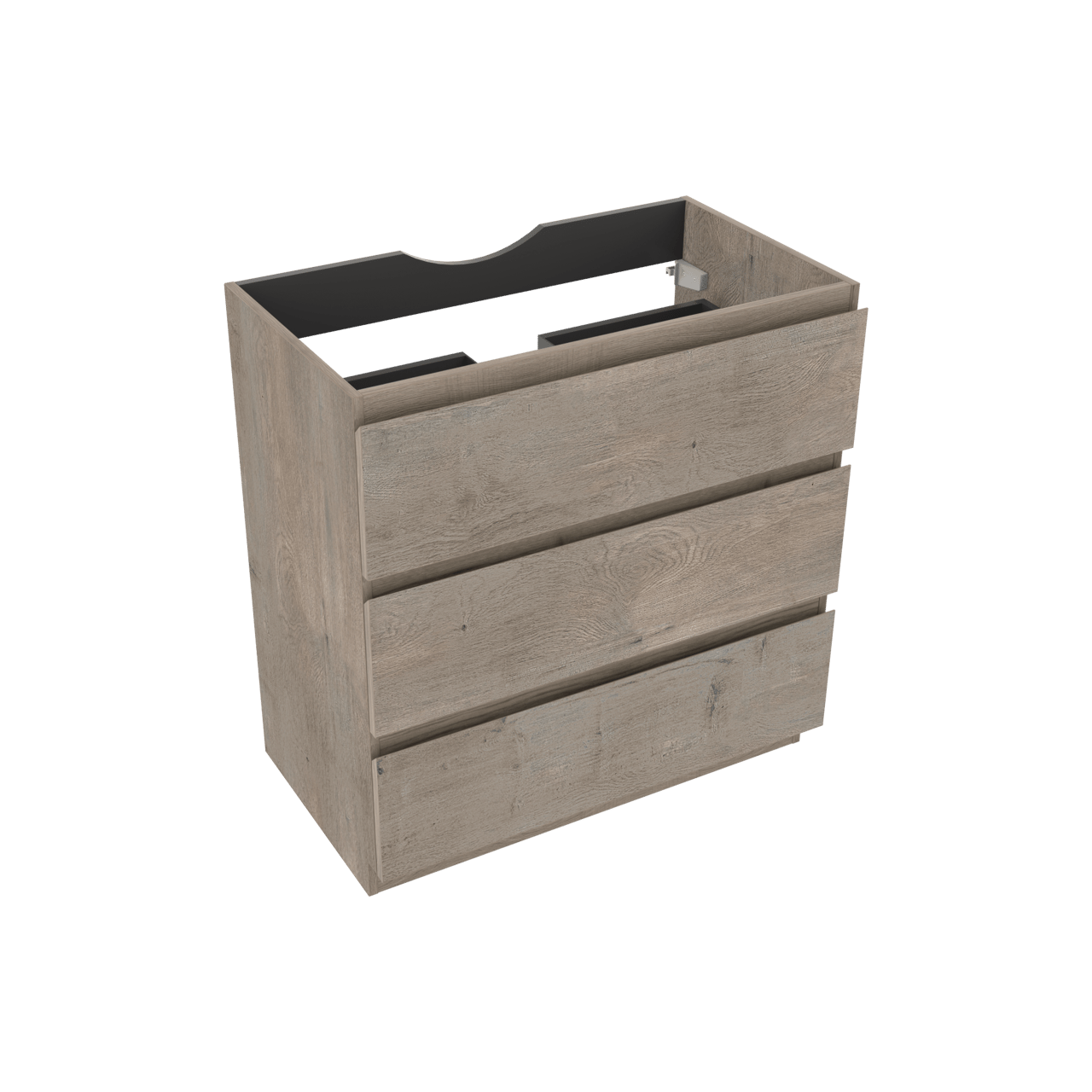 Linie Lado meuble sous-vasque a poser 80 x 46 cm chêne gris 3 tiroirs