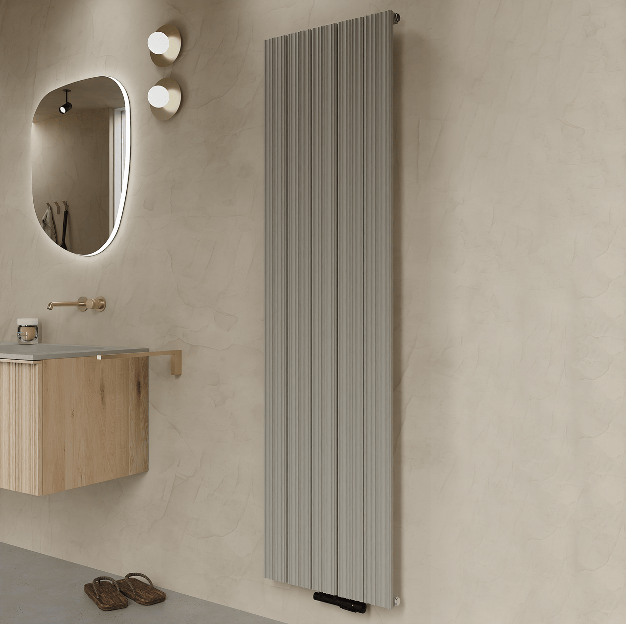 Vipera Mares enkele handdoekradiator 47 x 180 cm centrale verwarming zijdegrijs zij- en middenaansluiting 1315W