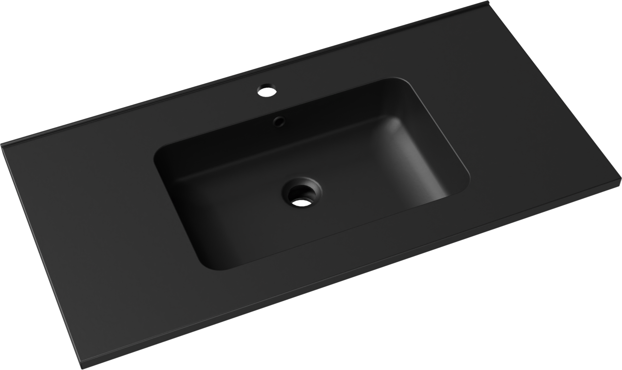 Linie Vano plan simple marbre composite Noir Mat 90 x 46 cm