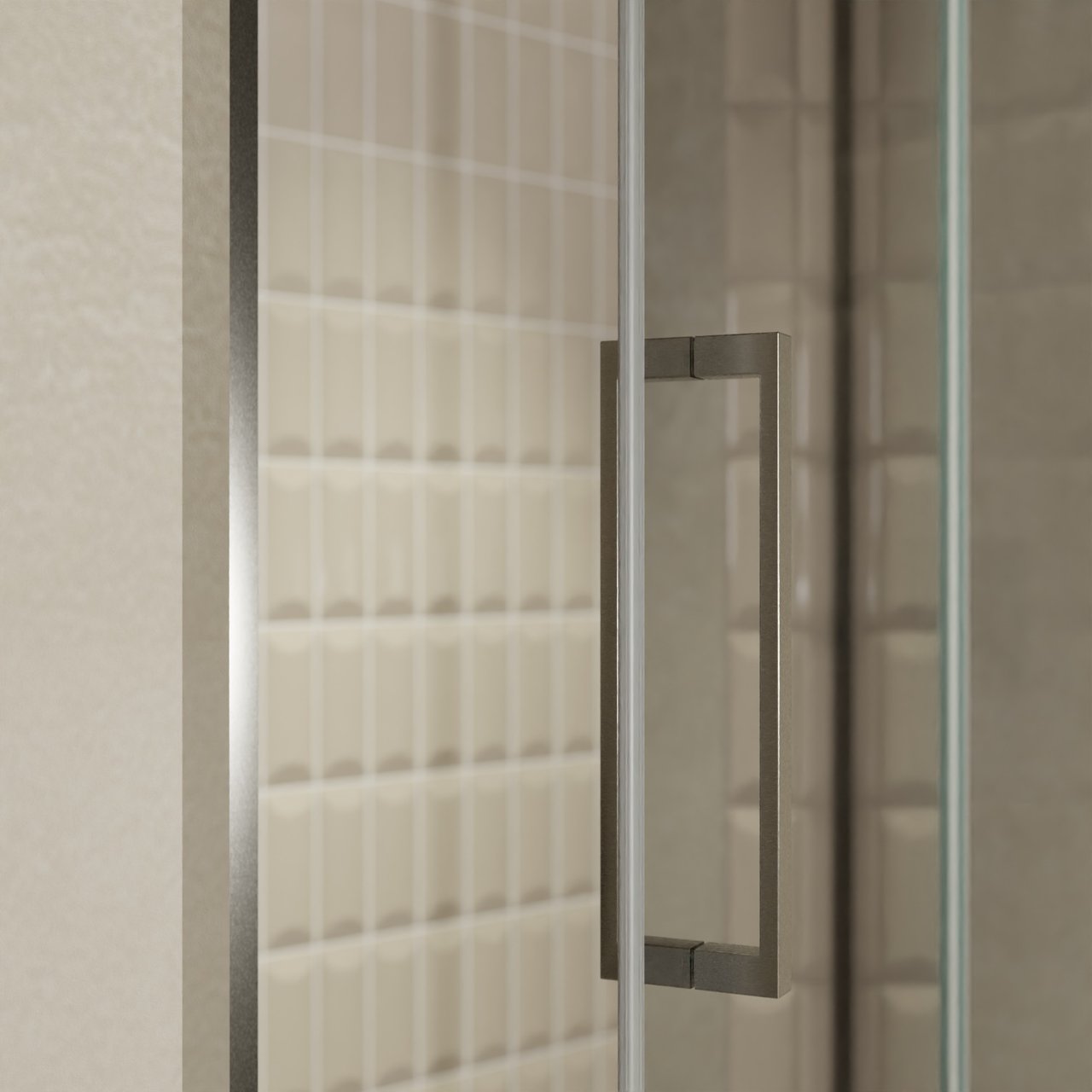 Balmani Senses Design porte pivotante à droite 140 cm x 210 cm verre Miroir Reflex, Profil Brushed GunMetal, coating inclus