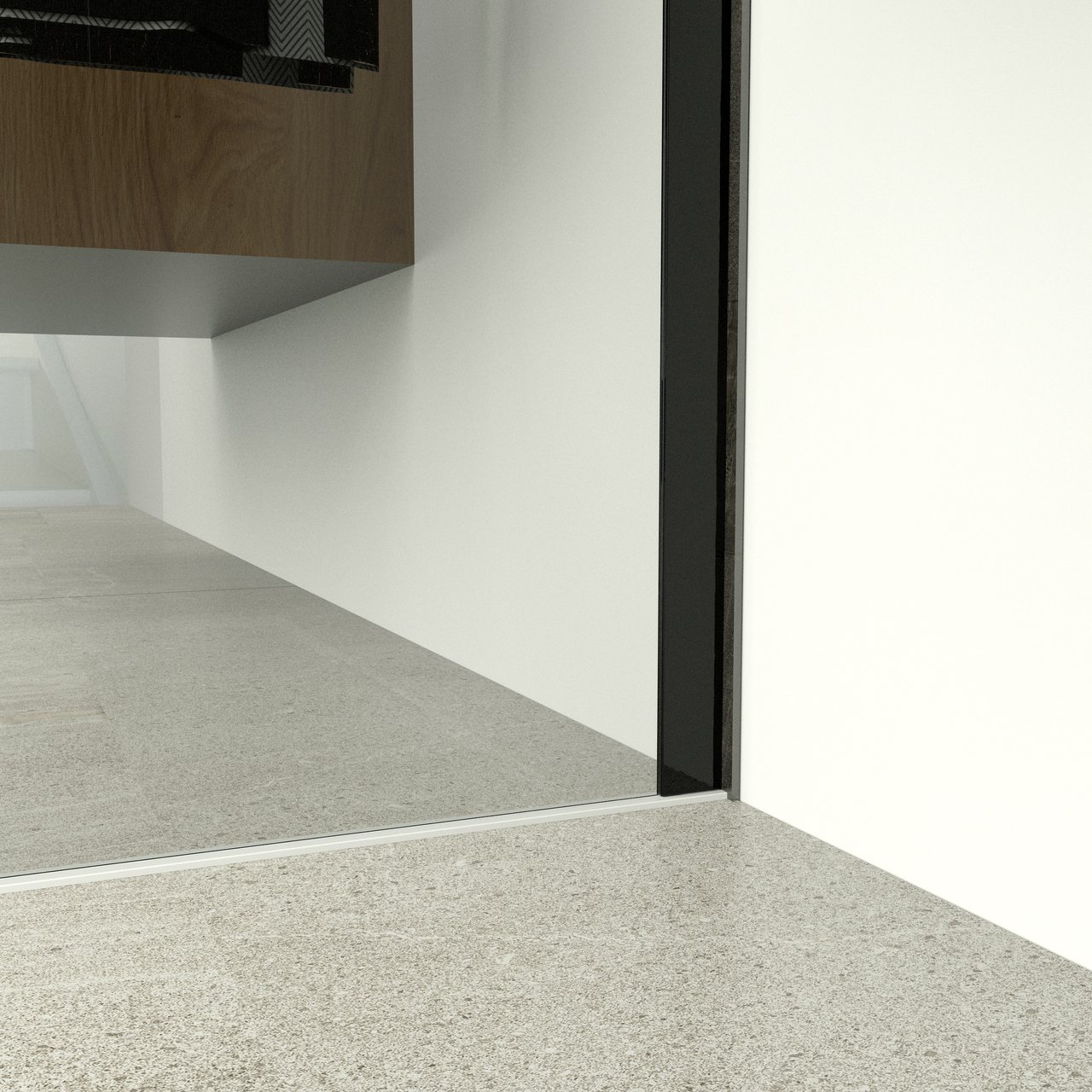 Balmani Modular douche à l'italienne 80 x 200 cm verre miroir reflex profil noir mat