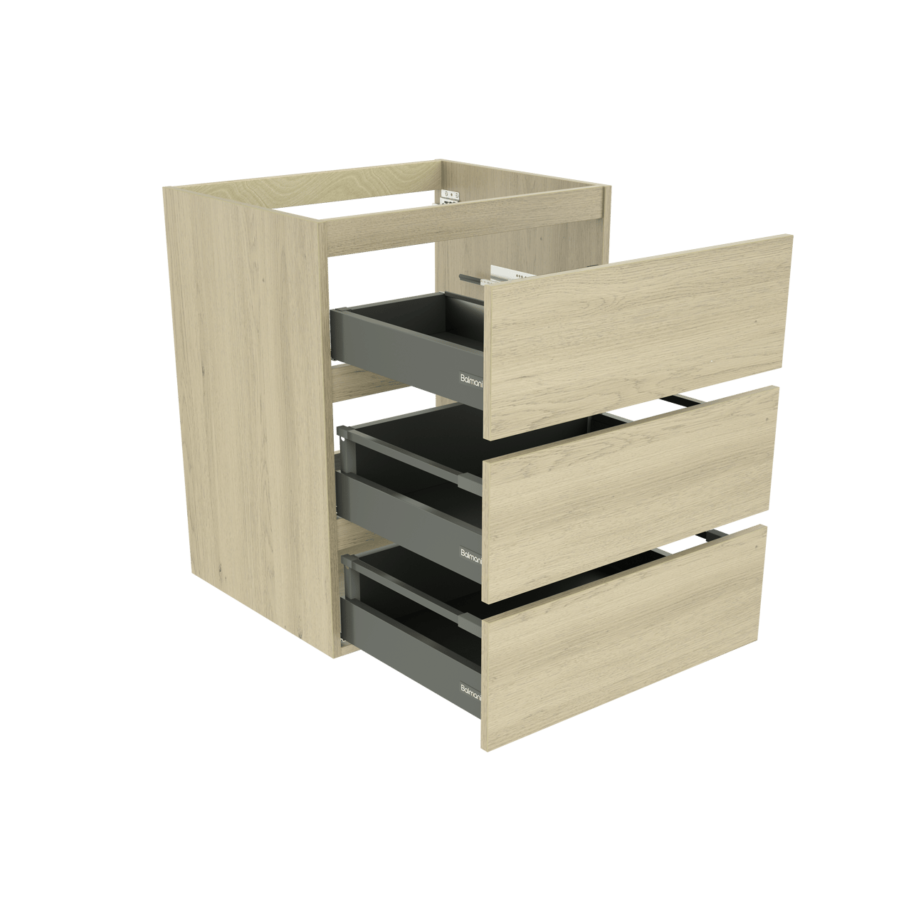 Balmani Lucida staande wastafelonderkast 67,5 x 55 cm verweerde eik 3 lades