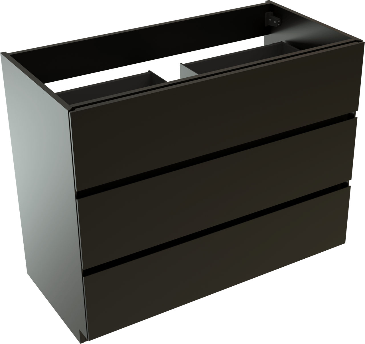 Storke Edge stehender Waschbeckenunterschrank: 105 x 52 cm, Schwarz Matt, 3 Schubladen