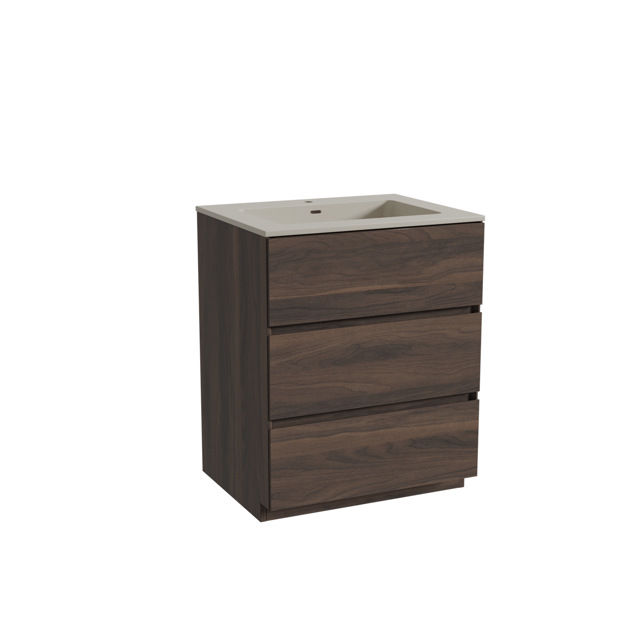 Storke Edge staand badkamermeubel 65 x 52 cm notelaar met Diva enkele wastafel in top solid zijdegrijs