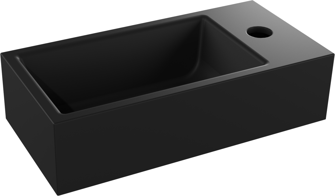 Luca Varess Cubic midi Lave-mains Noir Mat Porcelaine droite 40,5x20cm