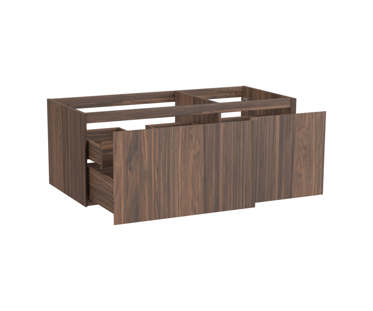 Balmani Idra zwevende wastafelonderkast 120 x 55 cm asymmetrisch links fineer notelaar 4 lades