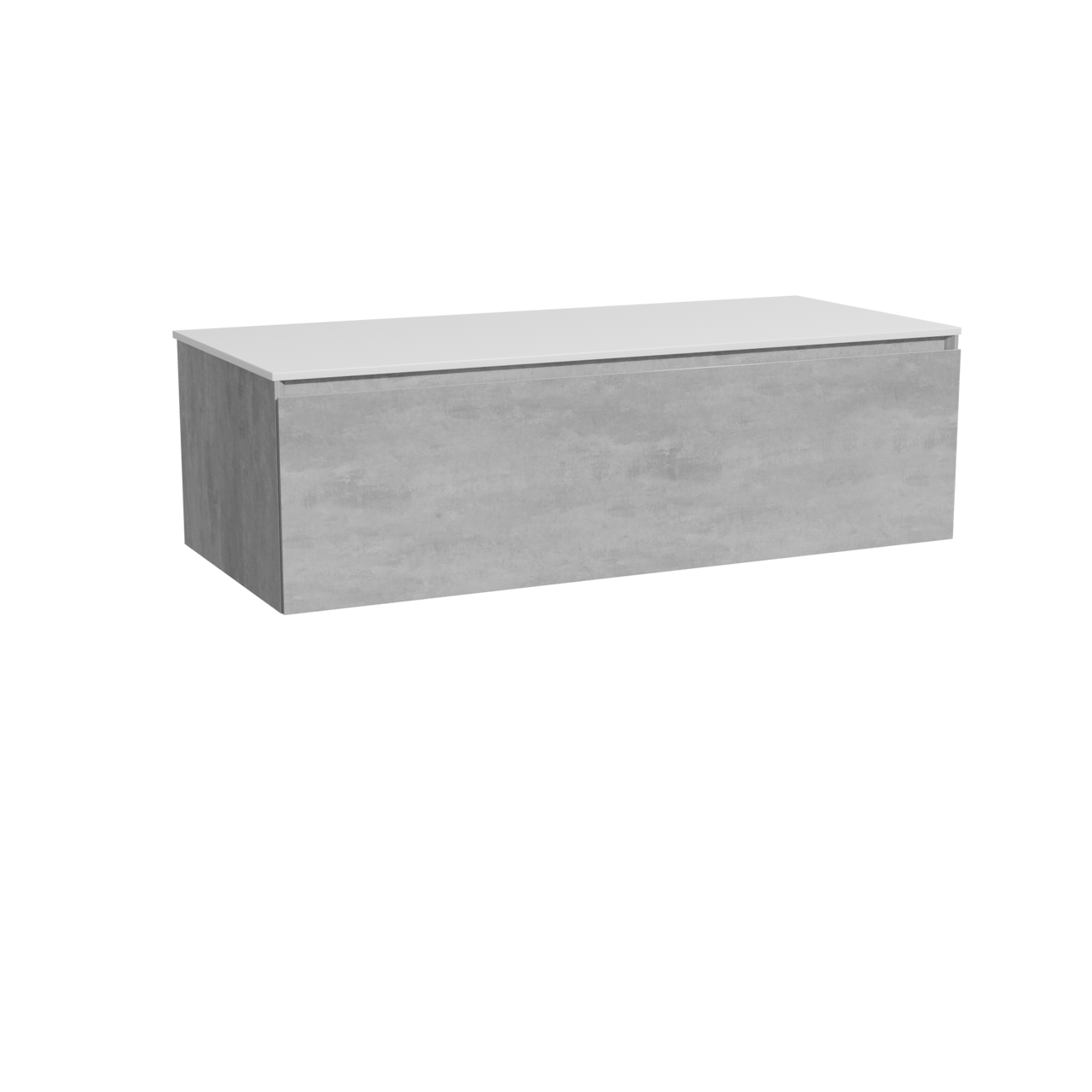 Storke Edge hängendes Möbelstück Set: 120 x 52 cm, Beton dunkelgrau, mit Tavola Einzel- oder Doppel Waschtischplatte, Solid Surface Weiß matt