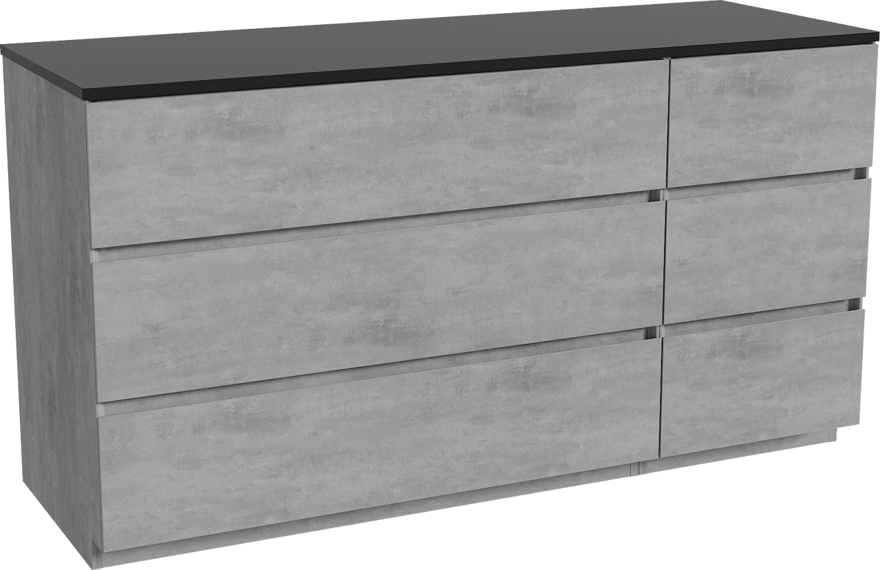 Storke Edge staand badkamermeubel 150 x 52 cm beton donkergrijs met Panton enkel of dubbel tablet in gepoedercoate mdf mat zwart