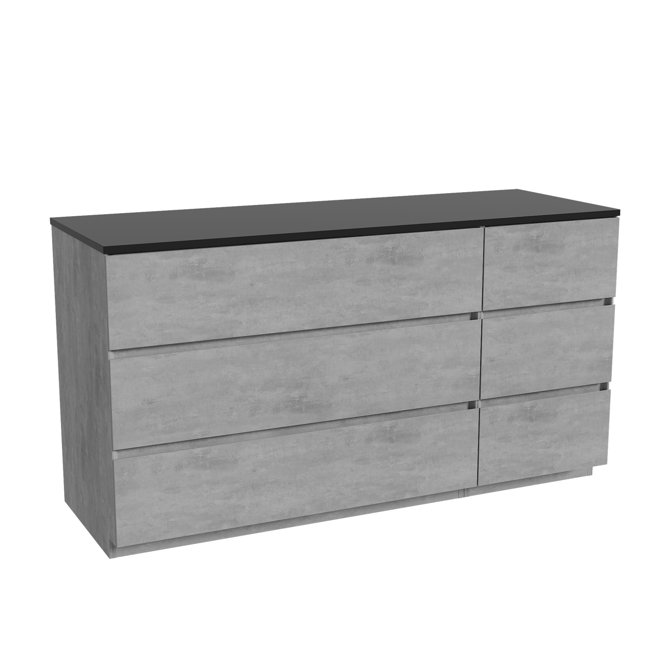 Storke Edge freistehendes Möbelstück Set: 150 x 52 cm, Beton dunkelgrau, mit Panton Einzel- oder Doppel Waschtischplatte, Pulverbeschichtetes MDF Schwarz matt