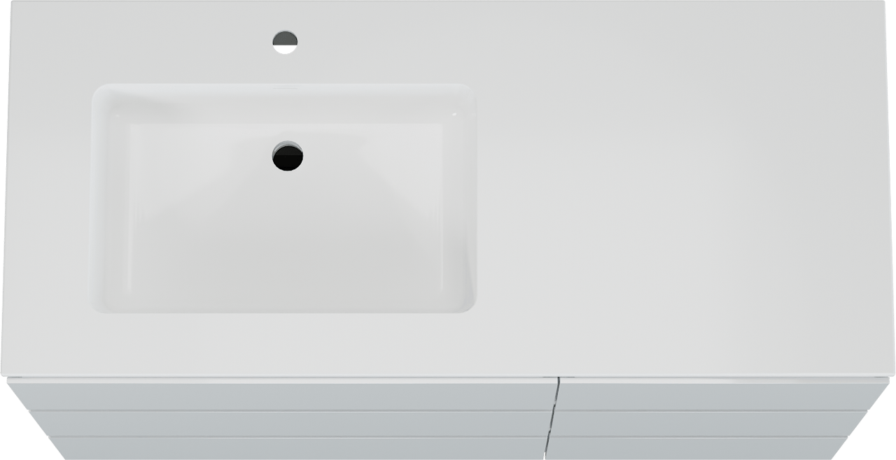 Storke Edge staand badkamermeubel 120 x 52 cm glanzend wit met Bilia asymmetrisch linkse wastafel in composietmarmer glanzend wit