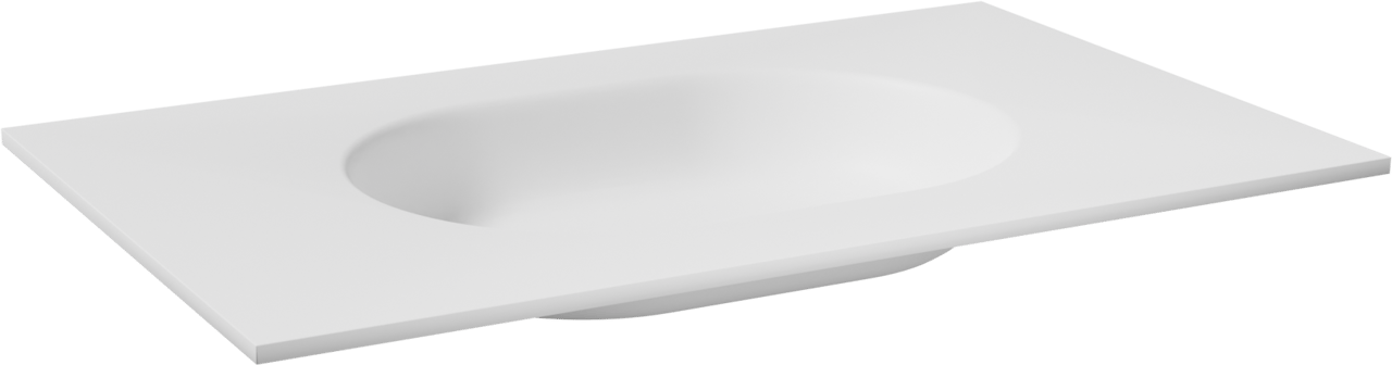 Balmani Tablo Oval Einzelwaschtisch Matt Weiße Solid Surface 90 x 55 cm