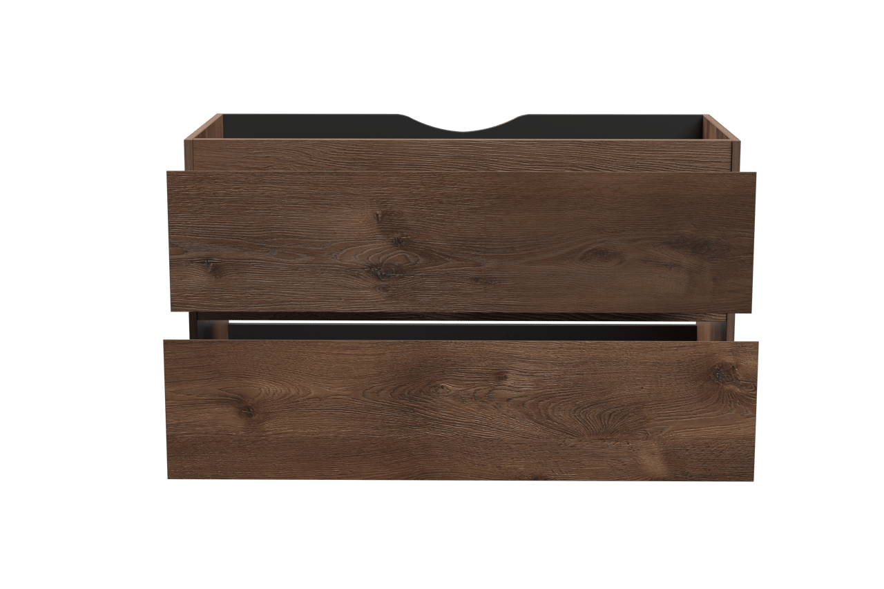 Linie Lado zwevende wastafelonderkast 100 x 46 cm bruine eik 2 lades