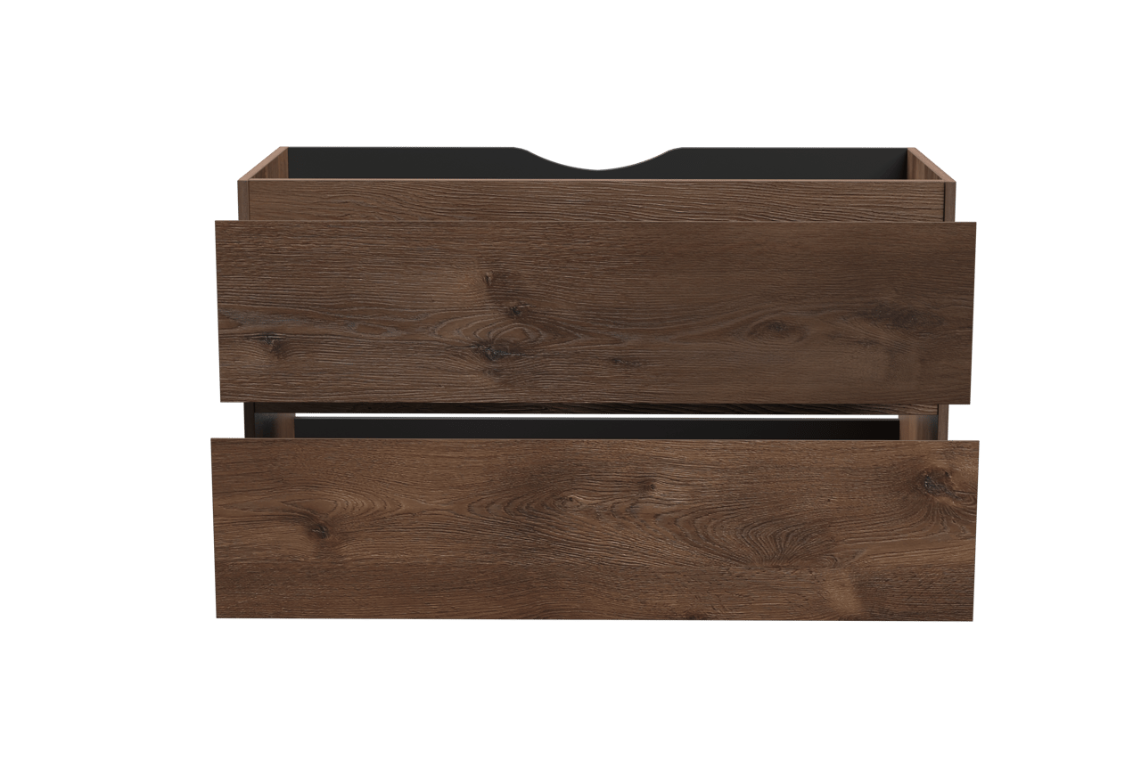 Linie Lado zwevende wastafelonderkast 100 x 46 cm bruine eik 2 lades