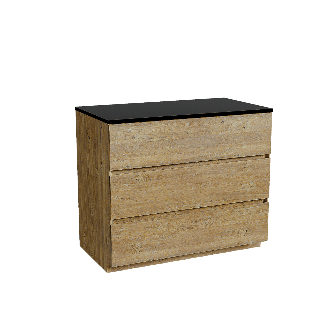 Storke Edge staand badkamermeubel 95 x 52 cm ruwe eik met Panton enkel tablet in gepoedercoate mdf mat zwart