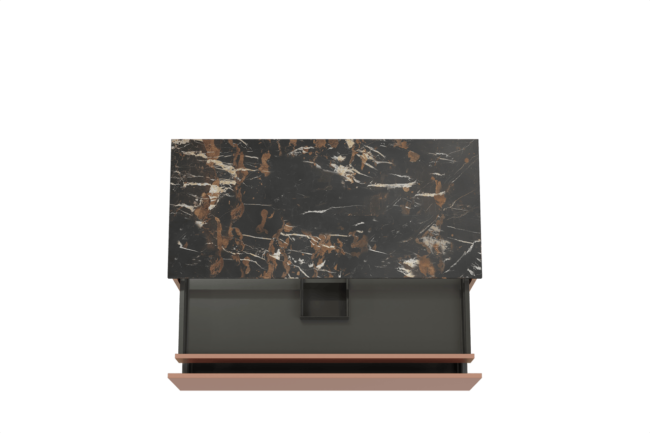 Balmani Sfera zwevend badmeubel 120 x 55 cm cotto met Stretto enkel wastafelblad in marmer portoro gold