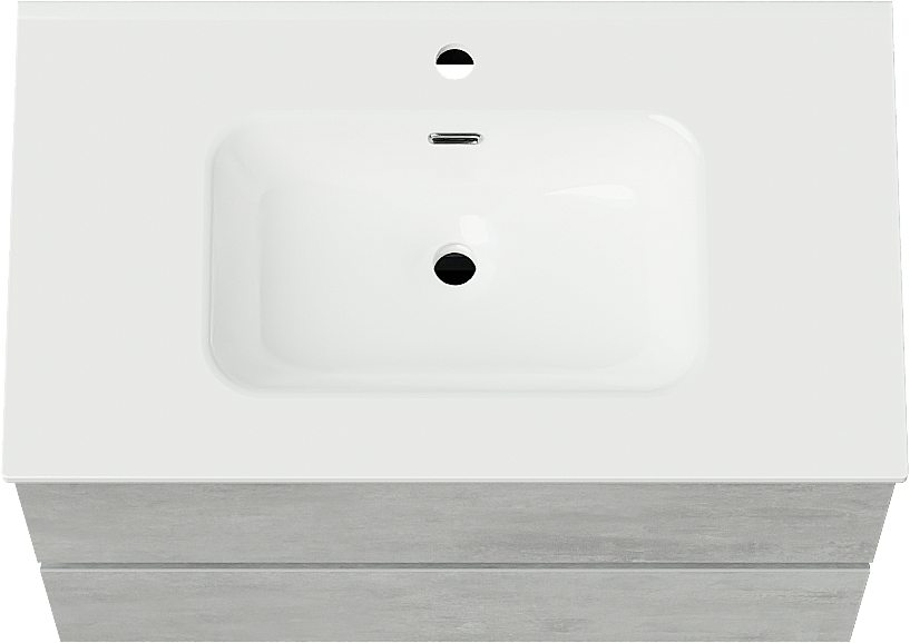 Linie Lado zwevend badmeubel 80 x 46 cm beton donkergrijs met Baro enkele wastafel in porselein hoogglans wit