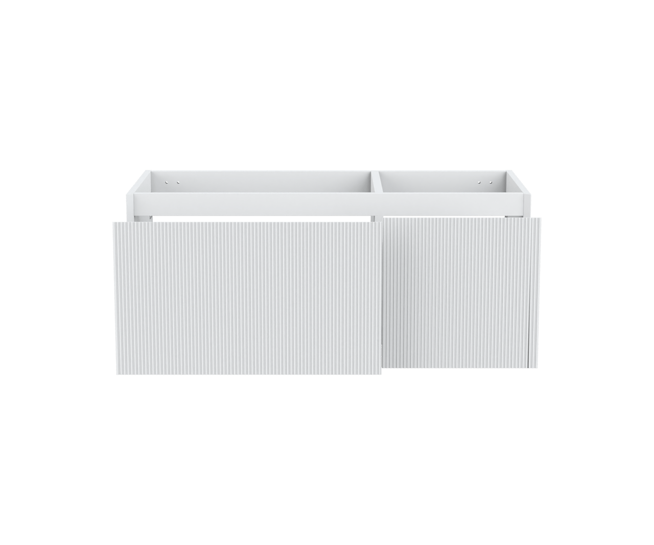 Balmani Fila hängender Waschbeckenunterschrank: 120 x 55 cm, asymmetrisch links, Weiß Matt, 4 Schubladen