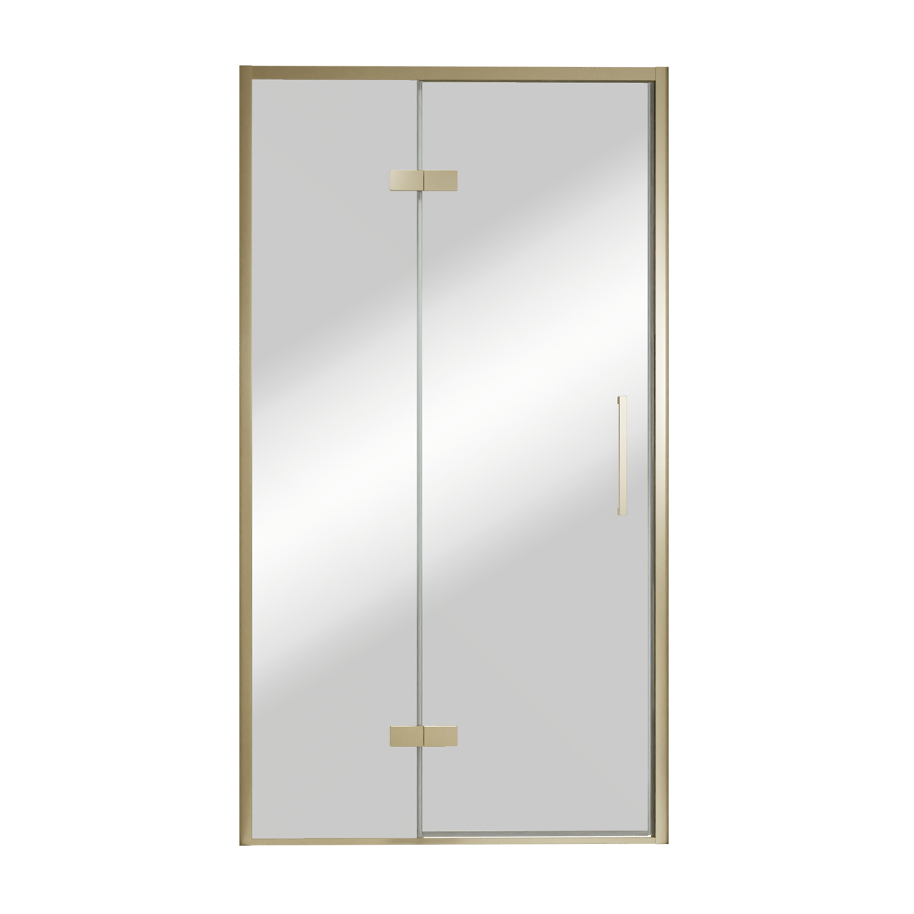 Balmani Senses Design porte pivotante à gauche 120 cm x 210 cm verre Miroir Reflex, Profil Brushed Champagne Gold, coating inclus