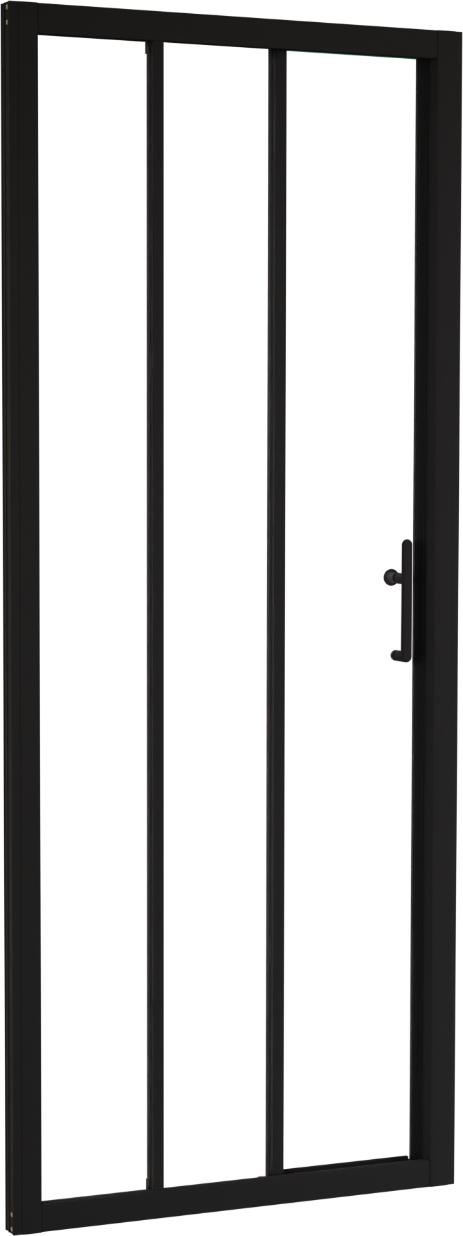 Linie Cadiz driedelige douche schuifdeur 80 cm x 190 cm Helder glas mat zwart profiel