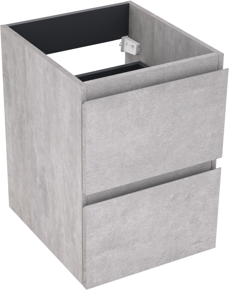 Linie Lado hängender Waschbeckenunterschrank: 40 x 46 cm, Beton dunkelgrau, 2 Schubladen