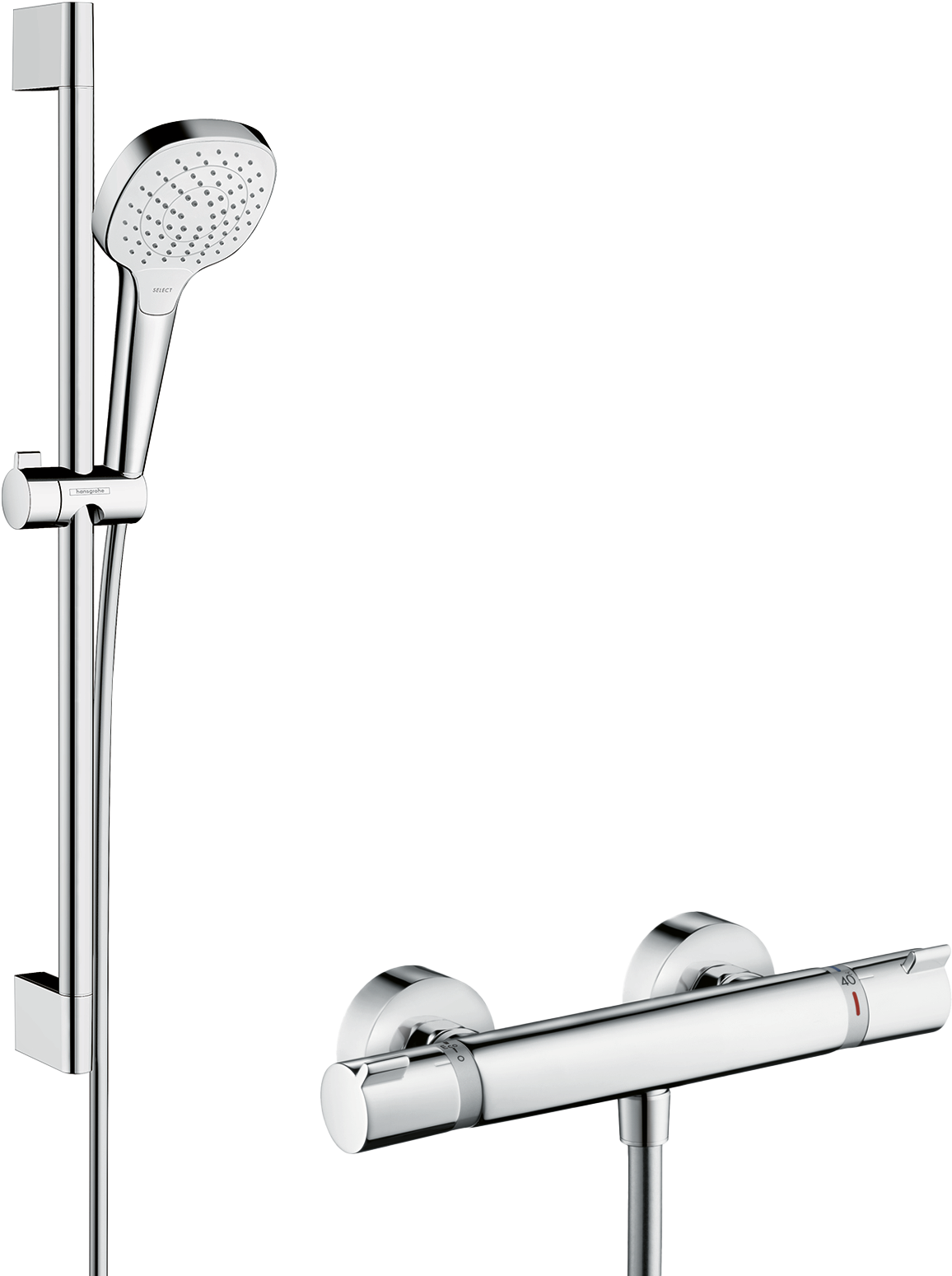Hansgrohe Croma Select E douchestang met douchekop 11cm 3 straalfuncties glanzend chroom