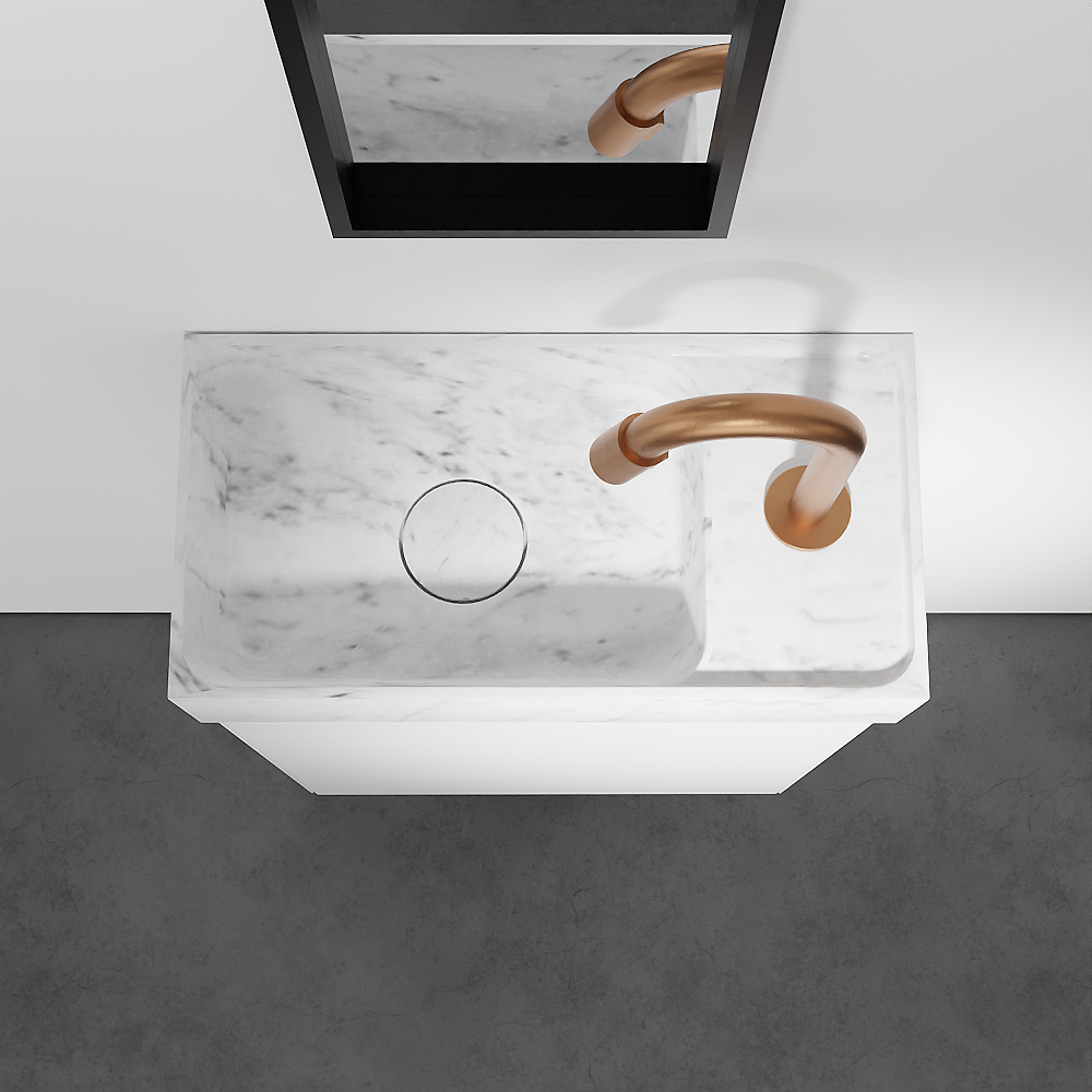 Balmani Mitra zwevend toiletmeubel 42 x 21 cm mat wit met Dama wastafel in Carrara marmer