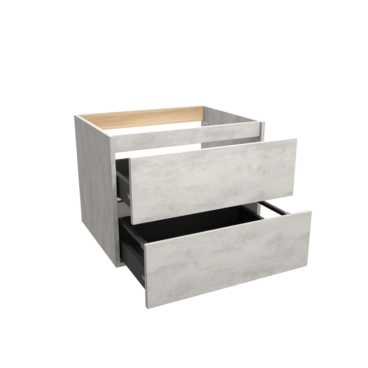 Balmani Lucida hängender Bad-Unterschrank, 67,5 x 55 cm, Beton silbergrau, 2 Schubladen