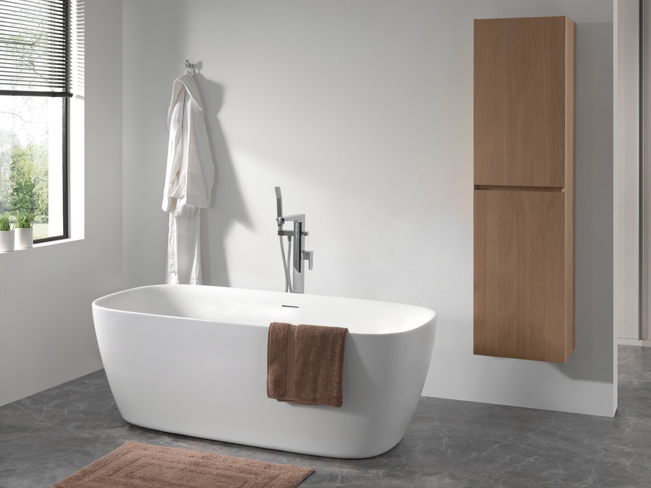 Luca Varess Plutonia baignoire îlot ovale 170 x 80 cm acrylique blanc brillant