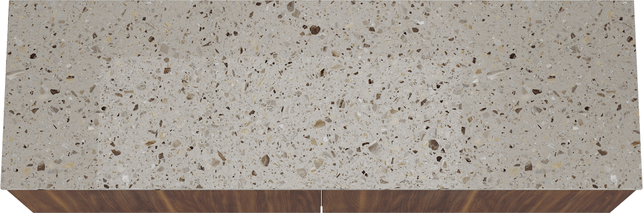 Balmani Sfera meuble salle de bains suspendu 180 x 55 cm noyer américain avec Stretto tablette simple ou double en terrazzo greige terrazzo