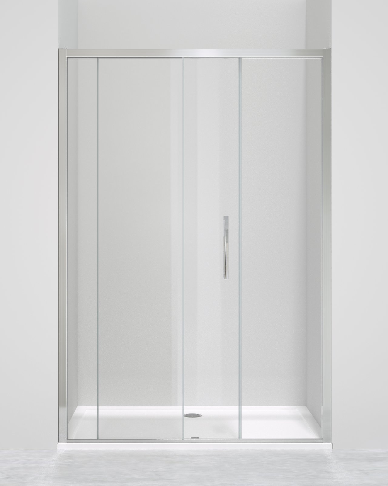 Luca Varess Senses porte coulissante 140 x 200 cm verre transparent profil chrome brillant