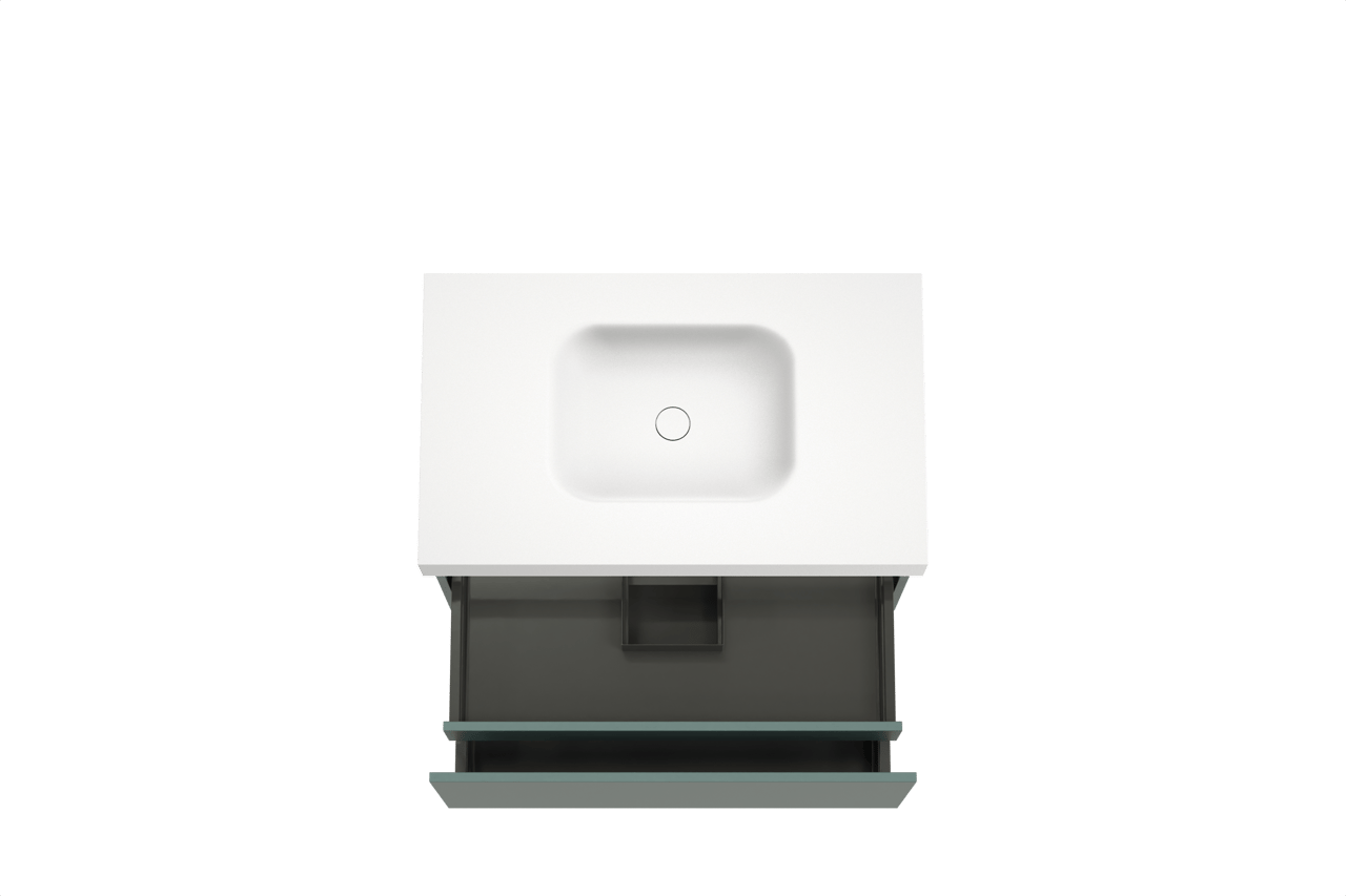 Balmani Sfera meuble salle de bains suspendu 90 x 55 cm forest avec Arcato plan simple en solid surface blanc mat