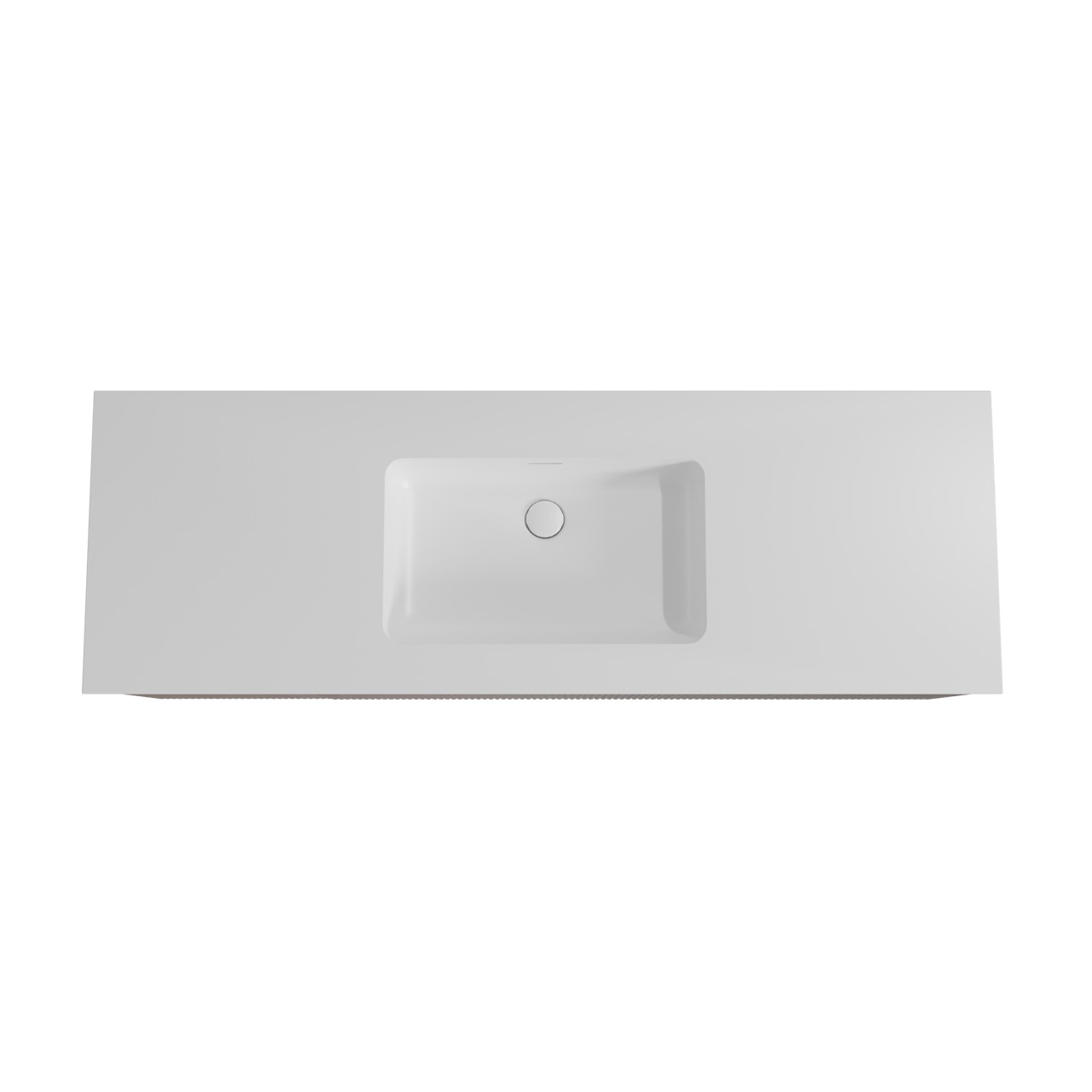 Storke Ribs zwevend badmeubel 155 x 52 cm notenhout met Mata enkele wastafel in solid surface mat wit, Verticale symmetrische rechte ribbel