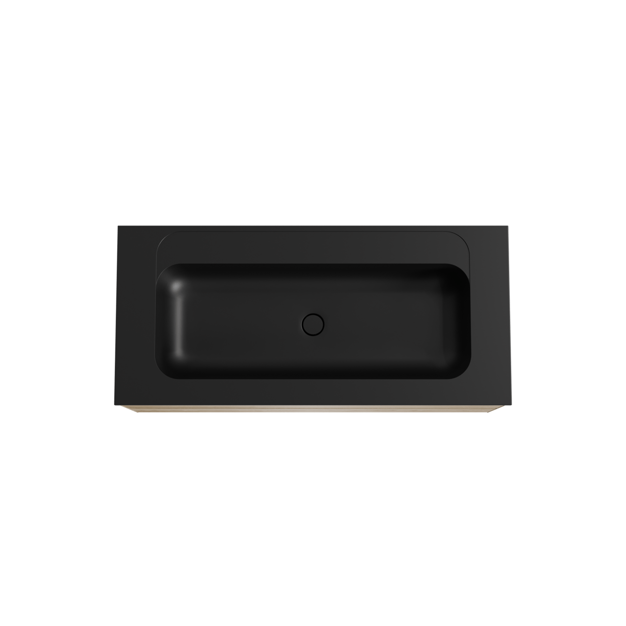 Balmani Mitra hängendes Möbelstück Set: 120 x 55 cm, Rohe Eiche, mit Tablo Strada Einzelwaschtisch für 2 Armaturenlöcher, Marmorkomposit Schwarz matt