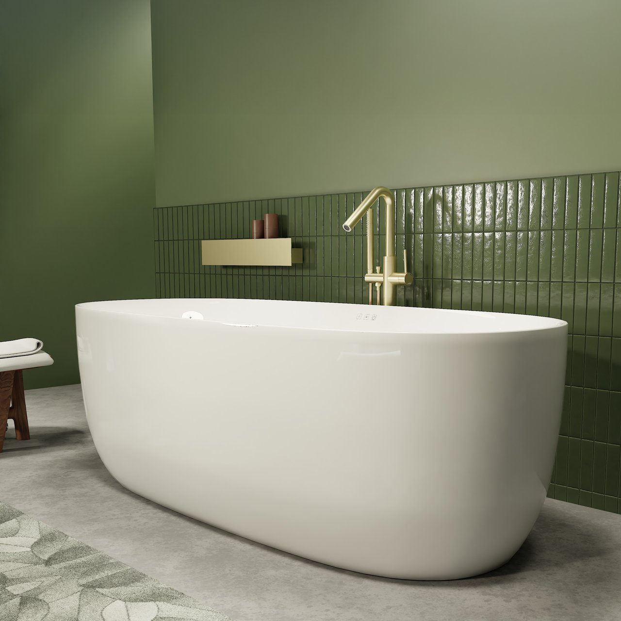 Luca Varess Bolla ovaal air whirlpool 180 x 80 cm acryl mat wit