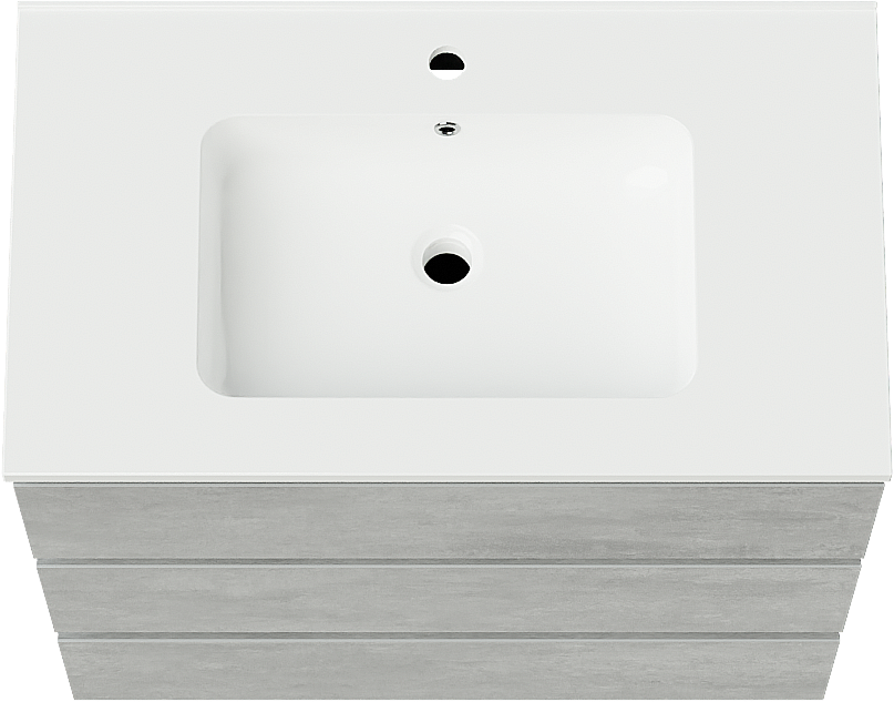 Linie Lado staand badmeubel 80 x 46 cm beton donkergrijs met Vano enkele wastafel in composietmarmer hoogglans wit