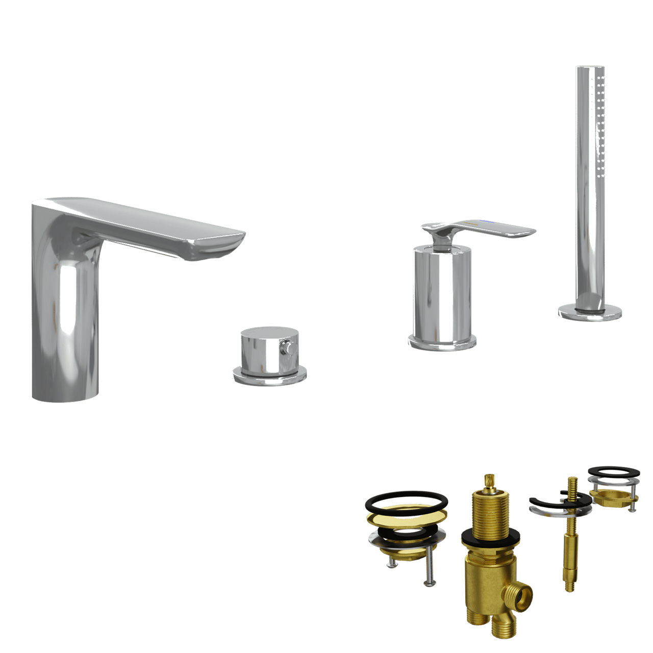 Blaufoss Expo robinet de bain sur gorge 4 trous avec douchette chrome brillant