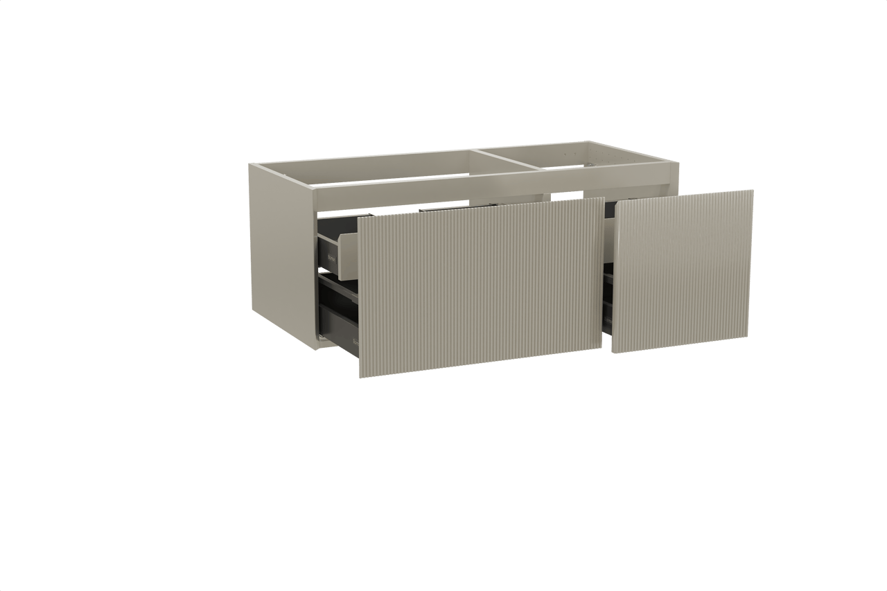 Balmani Fila meuble sous-lavabo suspendu 120 x 55 cm asymétrique gauche gris pierre 4 tiroirs