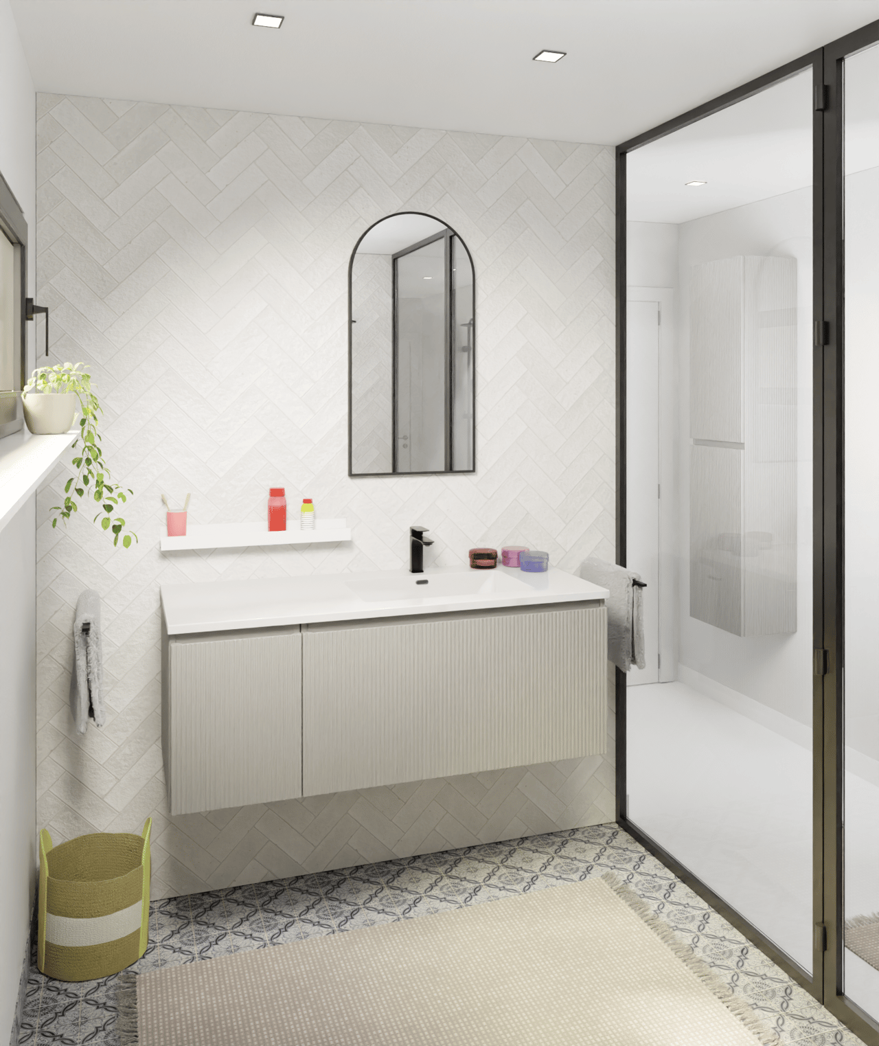 Storke Ribs hängender Waschbeckenunterschrank: 35 x 52 cm, Seidengrau