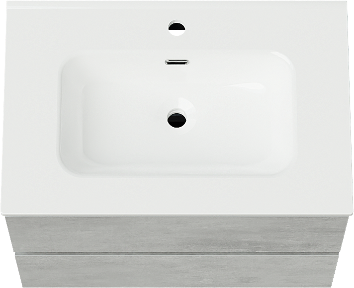 Linie Lado zwevend badkamermeubel 70 x 46 cm beton donkergrijs met Baro enkele wastafel in porselein glanzend wit